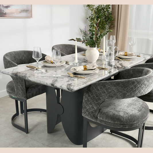 Valen Grey Marble Dining Table