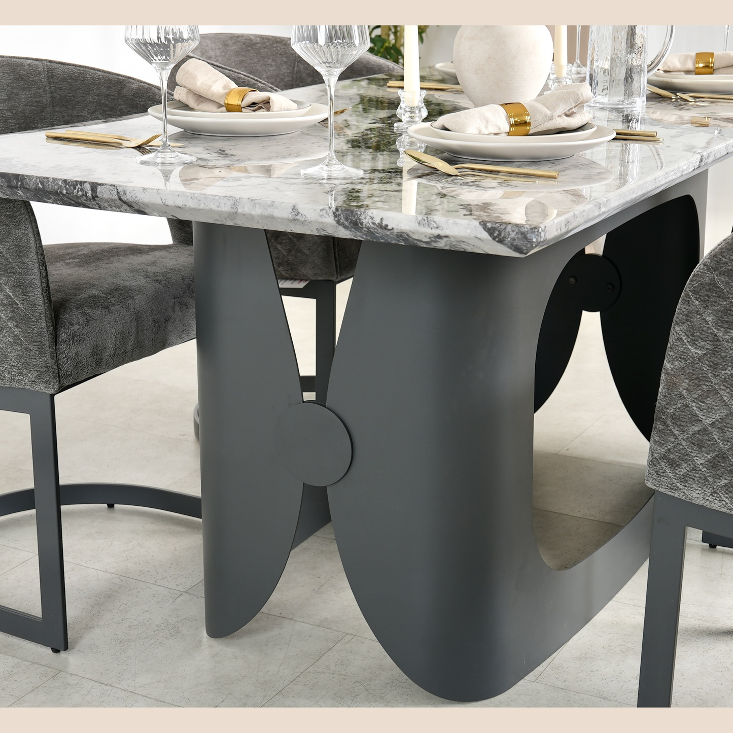 Valen Grey Marble Dining Table