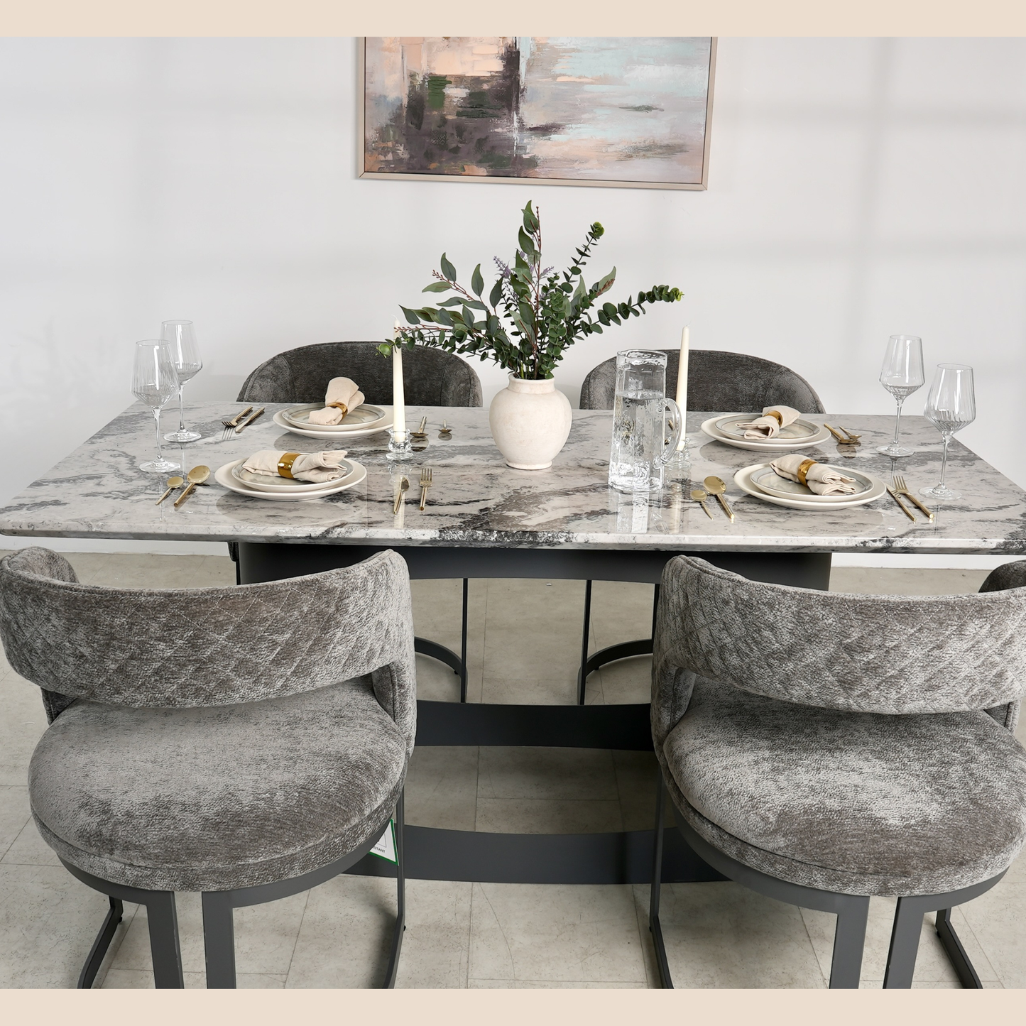 Valen Grey Marble Dining Table