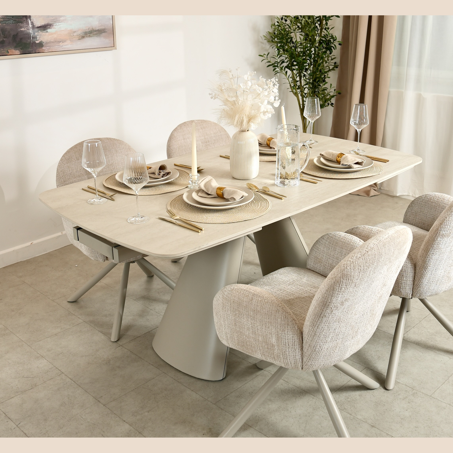 Alba Extendable Stone Dining Table