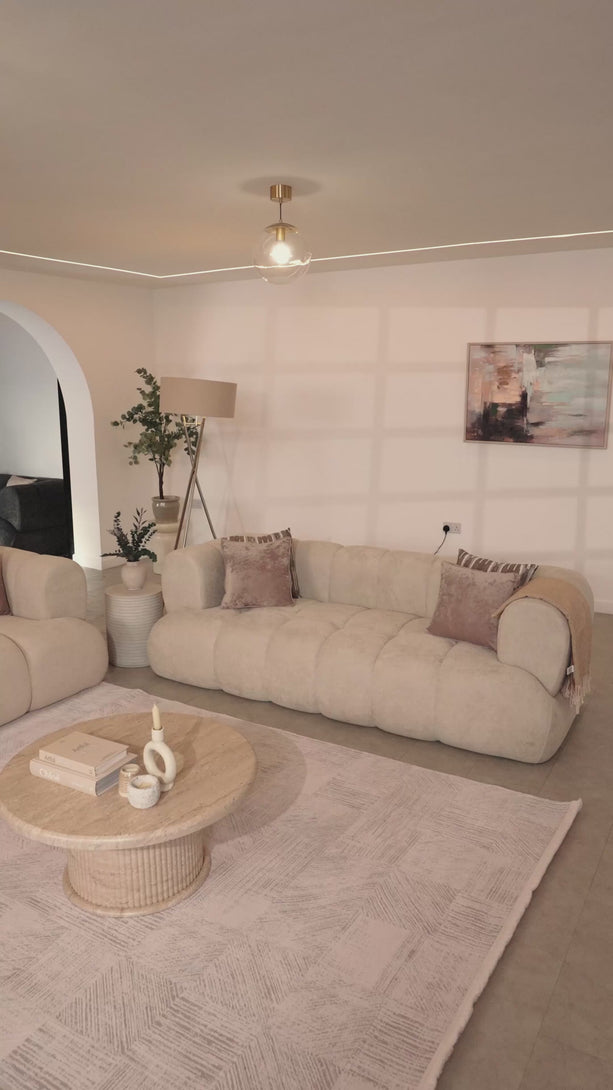 luno cream boucle sofa video